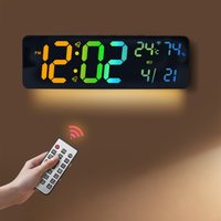 Light Sensor Display RGB Wall Clock Adjustable Brightness Customizable Color Modes Count-up Timer Power Supply Type C Wall Clock