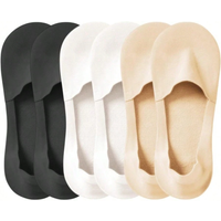 6Pairs Women's Socks, Breathable, Invisible, Silicone, Non-Slip, Solid Color, Comfortable, High-Quality, Flawless, Ultra-Thin