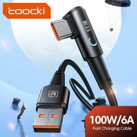 Toocki 6a usb c kabel 90 grad für oppo 100w schnell ladekabel für honor huawei oneplus realme ladegerät daten kabel
