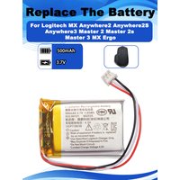 3.7V 500mAh Replacement Battery For Logitech MX Anywhere 2 2S 3 Master 2 2s 3 MX Ergo Wireless Mouse 533-000121 652535