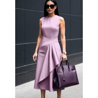 Sleeveless Asymmetrical Ruffle Midi Dress Women Elegant Waist Detail Party Dress