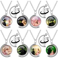 Wicked Movie Necklace Gift GLinda Figures Glass Poster Handmade 25mm Pendant Double-sided Rotatable for Men Women Fans