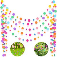 1pc Colorful Circle Garland Banner Hanging Paper Dot Decorations for Classroom Birthday Party Wedding Party Supplies