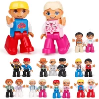 Big Building Blocks Figure People Family Professional Roles DIY Bricks Toys Compatible with Duplo Figures Flexible Joints