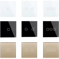 Touch Switch EU/UK Standard White Crystal Glass Panel Touch Switch, AC220V,1 Gang 1 Way, EU Light Wall Touch Screen Switch