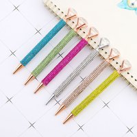 Lytwtw's Luxury Gold Ballpoint Pen Big Diamond Wedding Rose,Metal Stationery School Supplies 1 PCS Pen +5 PCS Refills