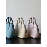 Handbag 2025 New Style Handmade Top Layer Cowhide Bowling Women's Bag Soft Leather Bucket Shape Casual Shoulder Bag