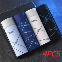 4Pcs Men's Boxer U Convex Printed Underpants Male Fashion Comfortable Shorts Panties Man Solid Breatable Underwear 45-100kg