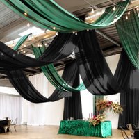 Wedding Chiffon Curtains Ceiling Drapes Sheer Fabric Draping Dark Green Backdrop Party Wedding Arch for Outdoor Wedding Ceremony