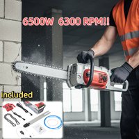 Elektryczna piła do betonu 6300 obr./min 6500W Piła łańcuchowa do betonu Piła do cięcia ścian Płyta prowadząca do cięcia o głębokości 19 cali, łańcuch, pompa wodna
