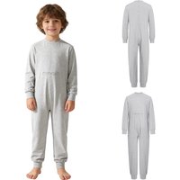 Kids Boys Girls Special Needs Adaptive Clothing Autism Children Long Sleeve Anti-Strip Back Zipper Jumpsuit with Feed Tube