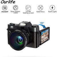 Vintage Digital Camera 16X Digital Zoom 4K WIFI Retro Vlog Recorder YouTube 3.0 "Flip Screen Compact Digital Photography Camera