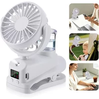 Mini Clip Spray Fan USB Charging 20ml Water Tank 4 Gears LED Screen 360° Adjustable Quiet Personal Cooling Fan for Home Office