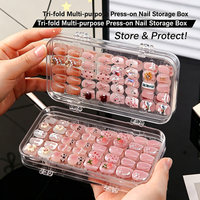 Multi-layer Transparent Acrylic Press-On Nail Storage Box with Adhesive Strips for Wearable Nail Display Organization Case