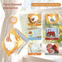 3D Plush Baby Cloth Book With Teether Ring Montessori Sensory Crinkle Book For Newborns 0 36 Months Washable Tear Resistant Inte