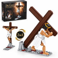 515-teiliges Jesus-Kreuz-Baukasten-Set 2-in-1 Kreuzigungsweg-Modell Bausteine Religiöse Ausstellung Sammlerstück Christliches Geschenk Heimdekoration