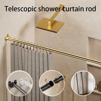Punch-Free Stainless Steel Shower Curtain Rod Adjustable Clothes Drying Rack Telescopic Pole Curtain Rod for Balcony Bathroom