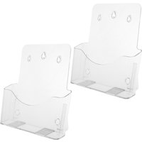 2Pcs Clear Acrylic File Holder Portable Document Display Stand Wall Mount Paper Rack for Office Home Bank Counter