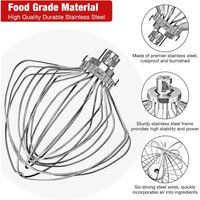 KN211WW Stainless Steel 11-Wire Whip Attachment For Kitchenaid Bowl Lift Mixer 7QT Bowl Replacement Egg Beater Whisk Durable