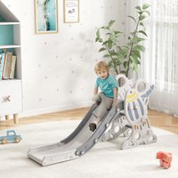 Aiyaplay Kinderrutsche für 18-36 Monate alte Kinder, 157 cm mit 3 Rutschfesten Stufen, Belastbar bis 30 kg, für Innenbereich, Grau und Weiß