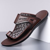 Summer Men's Fashionable Simple Leather Sandals Large Size38-48 Youth Beach Shoes Slippers Rubber Sole Comfortable Casual Footwe