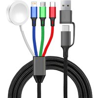 120cm 4-in-1 Watch Phone Cable - Type-C/Micro USB/L-Type,for iPhone/Android/iWatch 9/8/7/6 Ultra/SE 5/4, Multi-Charging