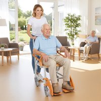 4 in 1 Rolling Shower Chair, Wheelchair with Bucket and Safety Locking Wheels, Shower Bedside Commode Wheelchair for Seniors