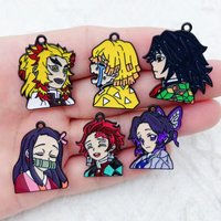 10pcs Cartoon Character Jewelry Making Enamel Necklace Earrings Bracelet Pendant DIY Accessories Alloy Plating Black