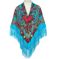 51*51in Women Scarf Square Shawl Retro Fringed Cotton Print Scarves Hijab Wraps Russian Ukrainian embroidery Cape Bandana