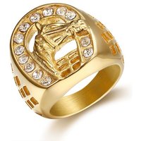 Stainless Steel Titanium Hip Hop Bling Horse Head Iced Out Rings for Men Women Couple Boyfriends Gift Fashion Jewelry