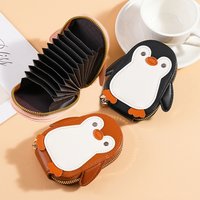 Penguins PU Credit Card Wallet with Zipper, Portable Card Holder Purse,Multi-Slots Accordion Credit Cards Bag Wallets for Women