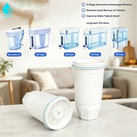 Water Filter Replacement for ZERO Pitchers and Dispensers ZR-001 ZR-017 ZR-004 ZP010, 5-Multi-Stage Filter System