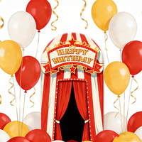 LS Custom 2-Sided Carnival Circus Tent Animal Birthday Party Baby Shower Cover Chiara Arch Background Decor Backdrop Photo