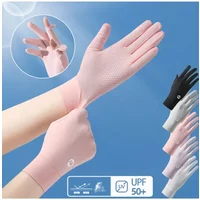 AliExpress NONE 1Pair New Women Ice Silk Sunscreen Glove Summer UV Protection Sun protection Ice Feel Flip Cover Outdoor Riding Non slip Mittens