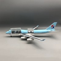 47cm Resin Plane Model B747 Korean Air Diecast 1/150 Scale Airplanes LED Lights Cabin Door Can Open Adults Toy Static Collection