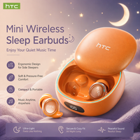 Écouteurs sans fil Bluetooth HTC NE96 TWS pour dormeurs latéraux, stéréo HiFi, bruit blanc ASMR, longue autonomie, casque portable