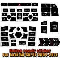 For Audi A6 C6 Button Stickers Interior Replacement Parts 2004 To 2011 Button Repair Decals For Audi A6 4F Climate Control Panel