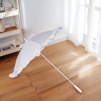 1pc Lolita White Lace Wooden Handle Umbrella DIY props Gothic Cosplay Wedding Photoshoot Prop Non-Waterproof Sweet Vintage