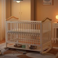 Crib Solid wood newborn baby cradle Multifunctional paint-free movable children's splicing large bed special supply