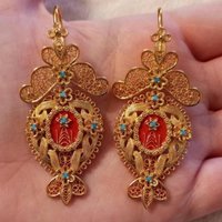 Gorgeous Court Style Handmade Hollowed Golden Plated Dangle Earrings Women's Vintage Exquisite Banquet Celebration Jewelry Gifts