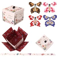 Multicolor Flying Butterfly Gift Box Auto Expand Wind Up Mechanism Surprise Gift Box Paper Novelty Gift Packaging Box
