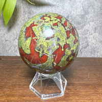 Natural Dragon Blood Stone Crystal Ball Jasper Quartz Sphere Home Decor Mineral Specimen Raw Crystal for Spirituality +Stand