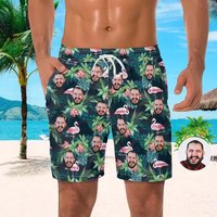 Summer Hawaiian 3D Custom Faces Seaside Vacation Printed Beach Shorts Men PersonalizedCustomization Patterns Y2k Swimming Trunks