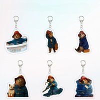 6pcs/set Paddingtons Gentle Beareds Acrylic Hanging Double-sided Friends' Backpacks Keychains Cute Creative Gifts