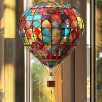 Sun Catcher Outdoor Window Sun Catchers Acrylic Flat Hot Air Balloon Design Lantern Decorative Ornament for Door Bathroom Home