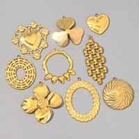 5pcs/Lot Stainless Steel Geometric Love Heart DIY Charms Daisy Flower Necklace Pendants Women's Clover Jewelry Wholesale