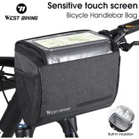 WEST BIKING 4.5L Insulated Handlebar Bag for MTB Road Cycling TPU Touch Screen Phone Holder Bike Front Bag Bicycle Accessories