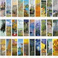 30pcs World Classic Painting Bookmark Retro Oil Painting Decoration Reading Book Page Markings Bookmarks