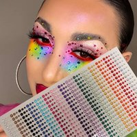 900PCS Self Adhesive Rhinestone Stickers Mixed Rainbow Round Rhinestone Stickers for Face Makeup Party Stage Bling Crystals Gems