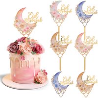 2025 Eid Mubarak Acrylic Cake Topper Islamic Muslim Ramadan Party Decoration Supplies Moon Flower Cake DIY Baking Tools Eid Gift